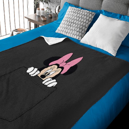 Black Disney Minnie Mouse Classic Fit  - Crew Neck Baby Blankets