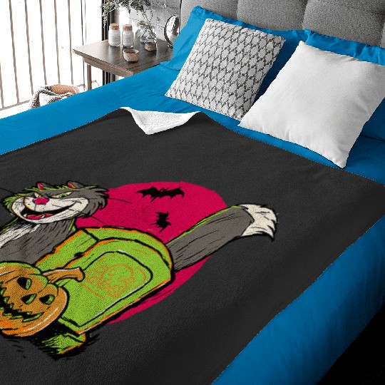 Disney Cinde Halloween Lucifer The Cat Graveyard Baby Blankets