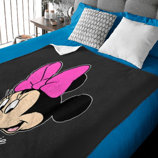 Kids Disney Mickey And Friends Minnie Mouse Big Face Toddler Baby Blankets