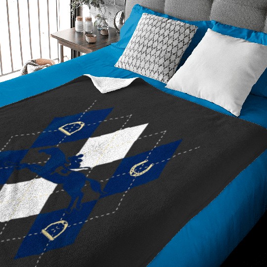 Disney Mickey Mouse Horse Racing Silhouette Argyle Pattern Baby Blankets