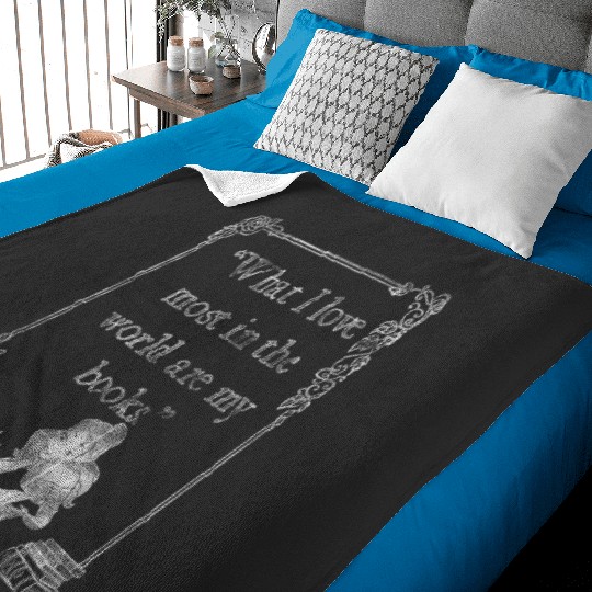 Disney Beauty and the Beast Belle Books I Love Most Quote Baby Blankets