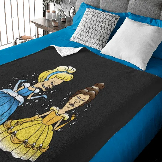 Beavis and Butt-Head x Disney Princess T-Shirt, Cartoon Funny Tee, Men_s Women_s Baby Blankets