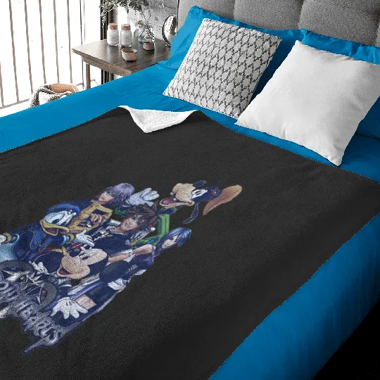 Disney Kingdom Hearts Vintage Distressed Group Shot Mickey V-Neck Baby Blankets
