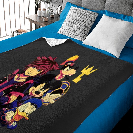 Disney Kingdom Hearts Sora Mickey Goofy Donald Key Vignette V-Neck Baby Blankets