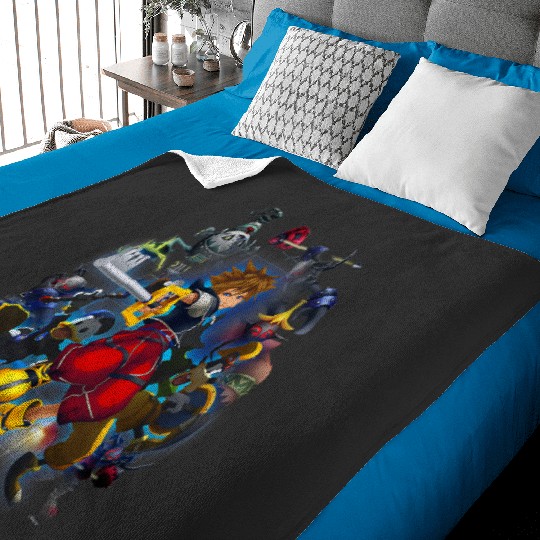 Disney Kingdom Hearts Sora Surrounded Vintage Hero Poster Baby Blankets