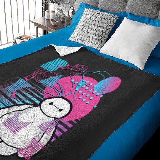 Disney Big Hero  Baymax Neon Blue Print Schematics Baby Blankets