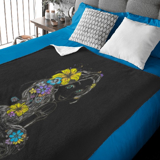 Disney Tangled Rapunzel Floral Sketch Portrait Baby Blankets