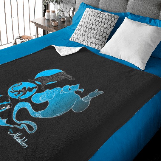 Genie Blue Silhouette Graphic  SALE!! Mickey Retro Disney Shirt, Mickey Checkered Shirt, Vintage Disney, Retro Mickey, Mickey Gift S-5XL Baby Blankets