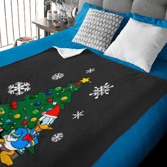 Donald Duck Around The Christmas Tree  SALE!! Mickey Retro Disney Shirt, Mickey Checkered Shirt, Vintage Disney, Retro Mickey, Mickey Gift S-5XL Baby Blankets