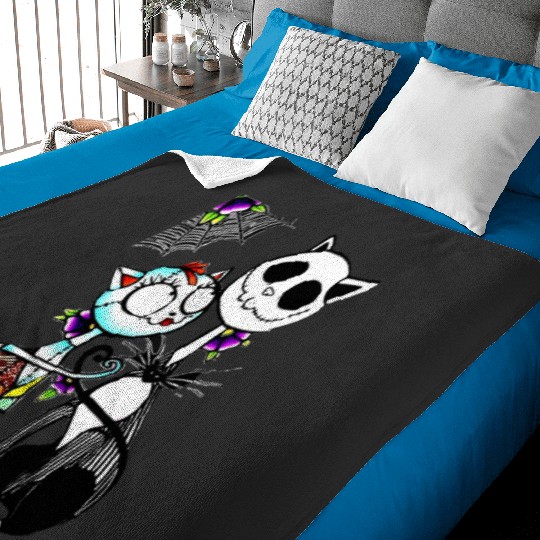 Cute Cat Jack Skellington and Sally iPhone Case: The nightmare dog zero , Nightmare Zero Dog Shirt ,  Zero Nightmare Before Christmas Disney Halloween Baby Blankets