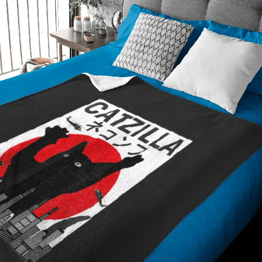 Vintage Catzilla Japanese Sunset Style Cat Kitten Lover  : Bobs Burgers Family Shirt, Bobs Burgers Vintage Baby Blankets