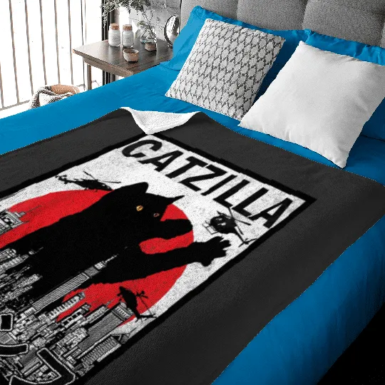 Catzilla Vintage Sunset Poster  : Bobs Burgers Family Shirt, Bobs Burgers Vintage Baby Blankets