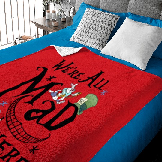 Disney Alice In Wonderland Cheshire Cat We're All Mad Here Retro Baby Blankets,