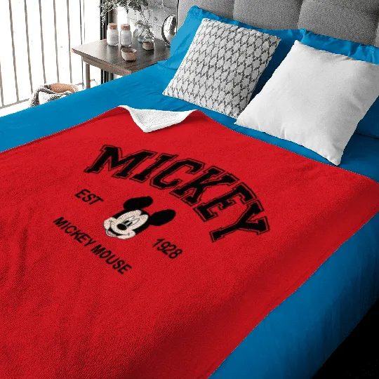 Retro Mickey Mouse Est 1928 Baby Blankets, Vintage Mickey Baby Blankets, Disneyland Mickey Baby Blankets, Disney Mickey Mouse Baby Blankets, Disney Holiday Vacation Baby Blankets