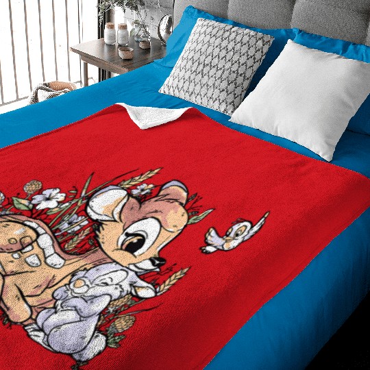 Cute Disney Bambi And Thumper Retro Vintage Baby Blankets, Magic Kingdom Holiday Trip Baby Blankets