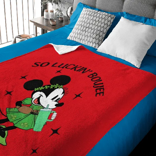 Minnie So Luckin Boujee Baby Blankets, Lucky Minnie, Disney St Patricks Day