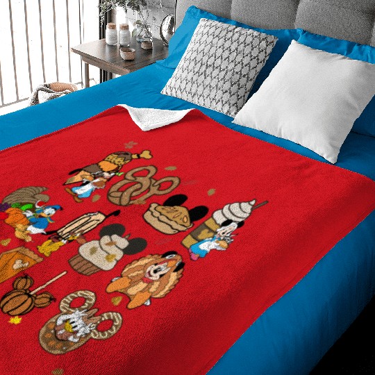Disney Thanksgiving Baby Blankets, Disney Fall Vibes Baby Blankets, Mickey Mouse Pumpkin Drink Baby Blankets