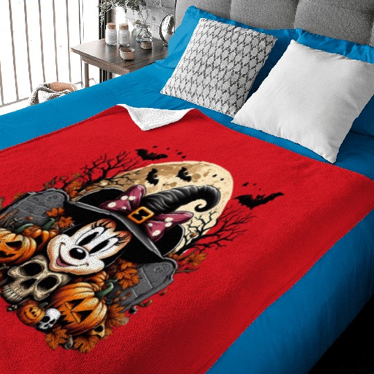 Minnie Mouse Halloween Baby Blankets, Minnie Pumpkin Baby Blankets, Disney Spooky