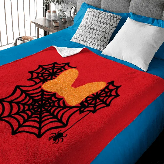 Minnie Mouse Spider Web Halloween Baby Blankets, Disney Halloween Baby Blankets, Minnie Mouse Halloween Baby Blankets, Mickey Halloween Baby Blankets,Halloween Spider Web Baby Blankets