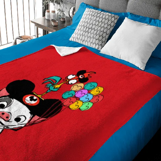 Retro 90s Disney Moana Pua And Hei Hei Vacay Mode Mickey Balloon Baby Blankets