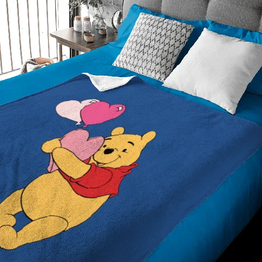 Winnie The Pooh Disney Valentine Baby Blankets, Valentine's Day Baby Blankets, Love Couple Baby Blankets
