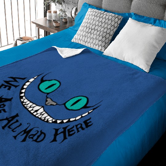 Disney Cheshire Cat Baby Blankets, We're All Mad Baby Blankets, Alice in Wonderland Sweater, We're All Mad Here Baby Blankets
