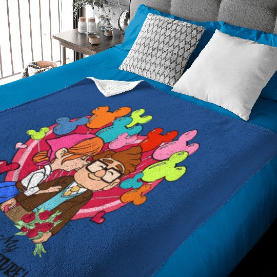 Retro Carl and Ellie Disney Balloon Baby Blankets, You're My Greatest Adventure, Disney Up Valentine's Day Baby Blankets