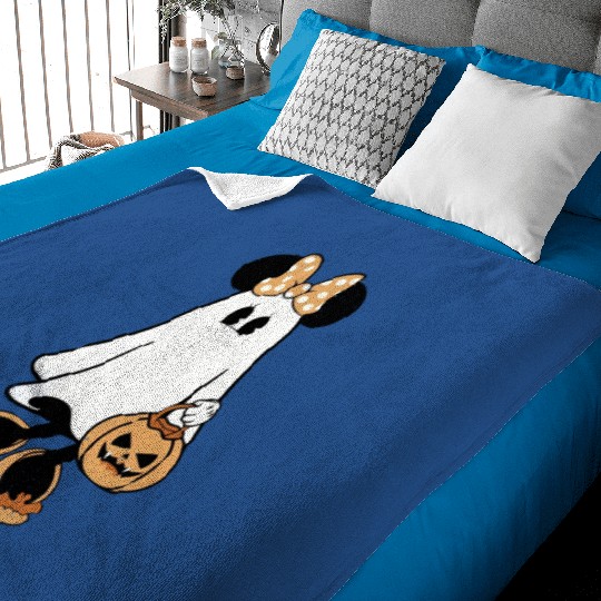 Retro Minnie Ghost  Baby Blankets, Minnie Halloween Baby Blankets, Disney Pumpkin, Halloween Pumpkin Baby Blankets, Disney World Baby Blankets, Magic Kingdom
