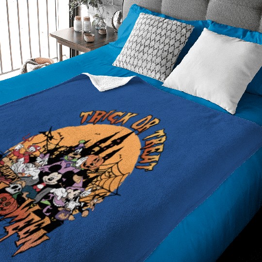 Retro Trick or Treat Disney Halloween Baby Blankets, Vintage Disney and Bella Baby Blankets