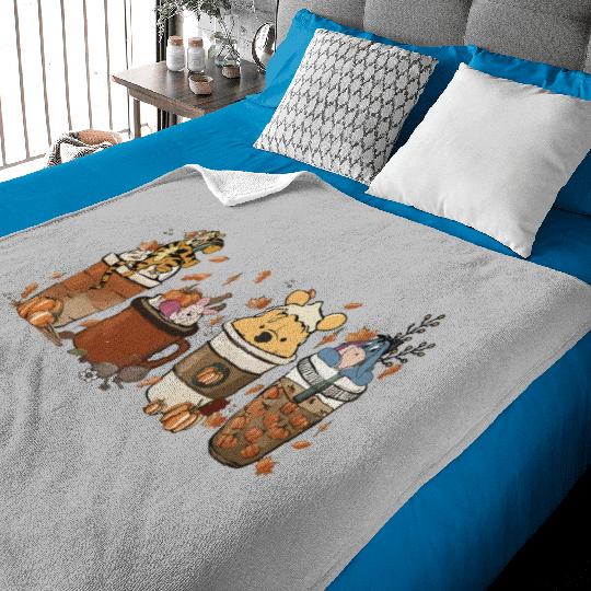 Retro Winnie The Pooh Coffee Baby Blankets, Disney Thanksgiving Baby Blankets