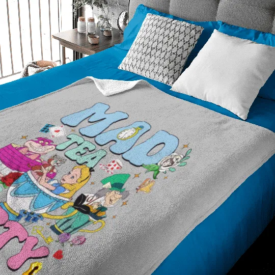 Vintage Mad Tea Party Disneyland Alice in Wonderland Baby Blankets, Floral Alice Mad Hatter