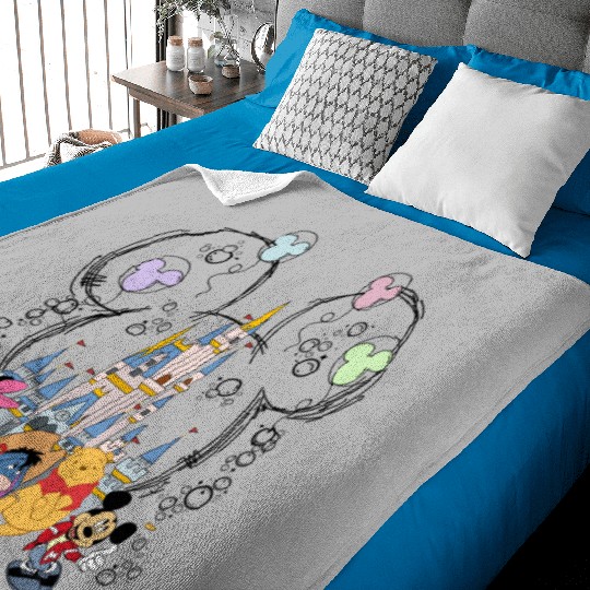 Retro Disney Magic Kingdom Baby Blankets, Disney Friends Baby Blankets