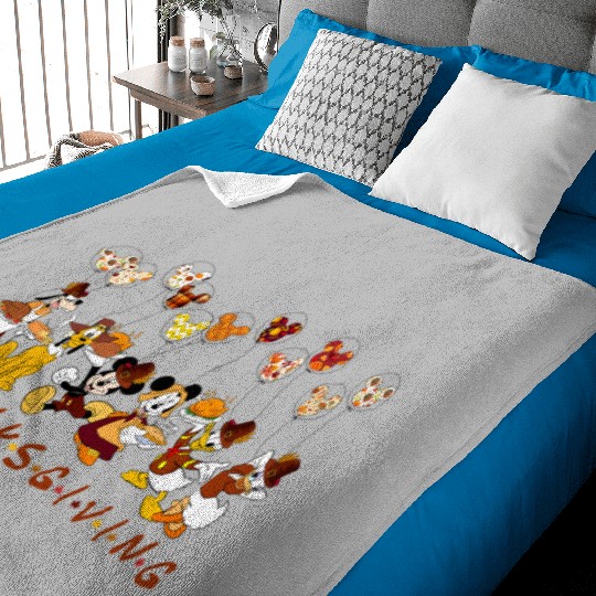 Vintage Mickey And Friends Thanksgiving Baby Blankets, Disney Thanksgiving Fall Baby Blankets