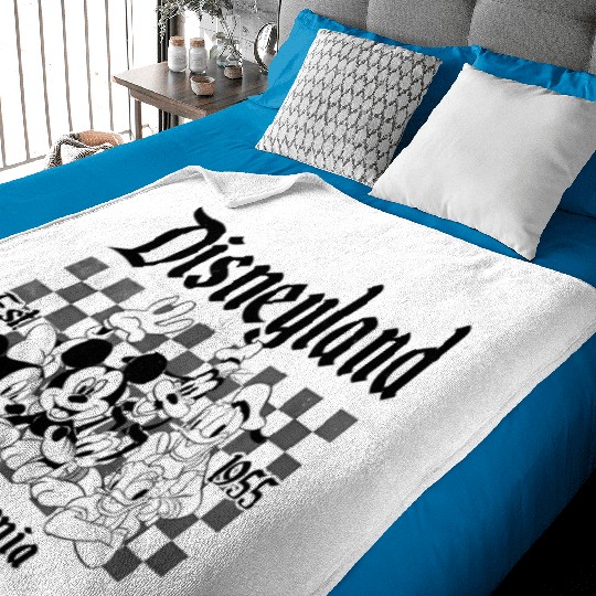 Vintage Disneyland Checkered Est 1955 California Baby Blankets, Retro Disneyland Baby Blankets
