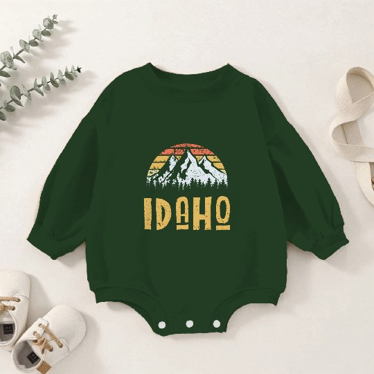 Vintage Retro Id Idaho Us Mountain State Baby Romper Sweatshirts
