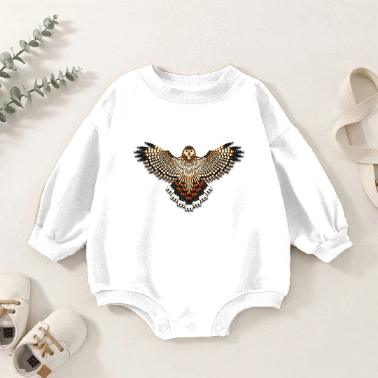 Beaded Red-Tailed Hawk Baby Romper Sweatshirts