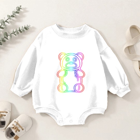 Neon Rainbow Gummy Bear Baby Romper Sweatshirts