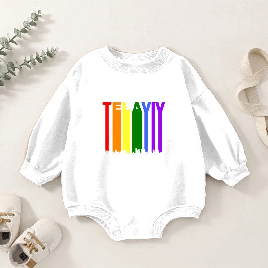 Tel Aviv Israel Skyline Rainbow LGBT Gay Pride Baby Romper Sweatshirts