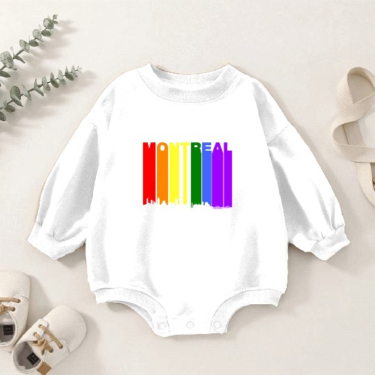 Montreal Quebec Skyline Rainbow LGBT Gay Pride Baby Romper Sweatshirts