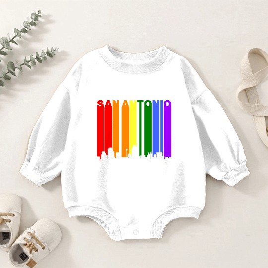San Antonio Texas Gay Pride Rainbow Skyline Baby Romper Sweatshirts