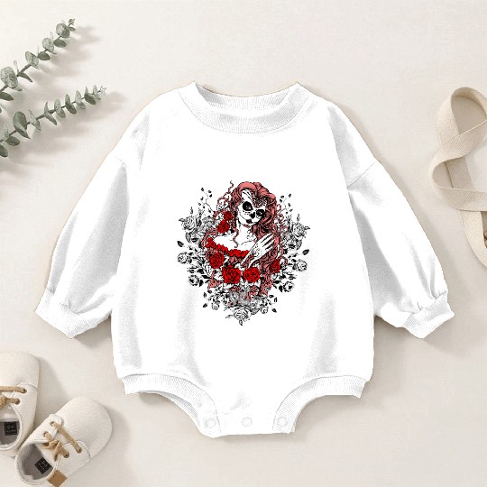 Santa Muerte Holy Woman Skull Mexico Dead Saint Baby Romper Sweatshirts