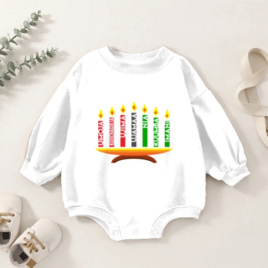Kwanzaa Holiday Candles Baby Romper Sweatshirts