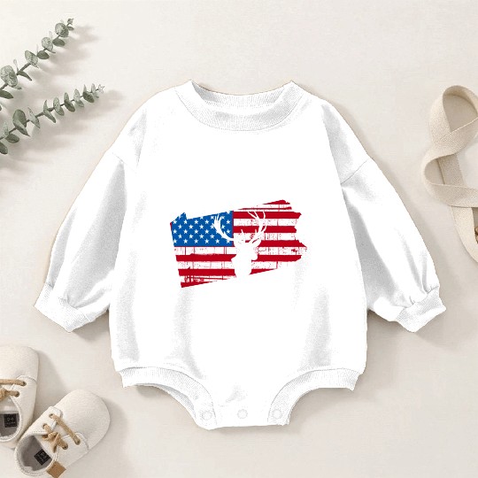 American Flag Pennsylvania Deer Hunting Baby Romper Sweatshirts