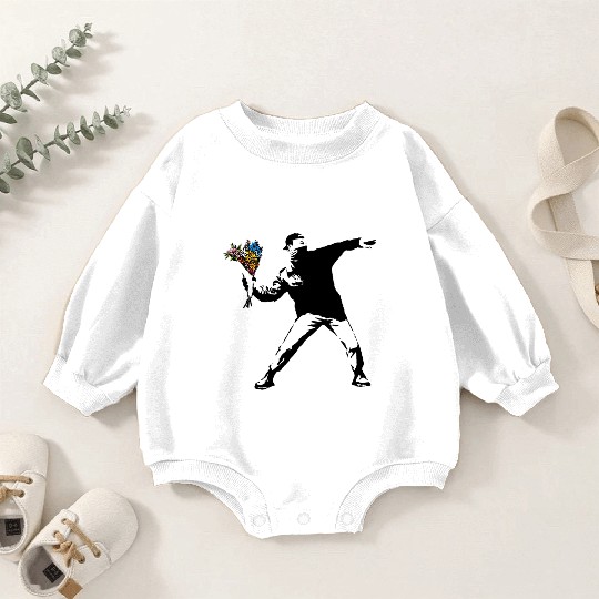 Banksy Rage Flower Thrower Baby Romper Sweatshirts
