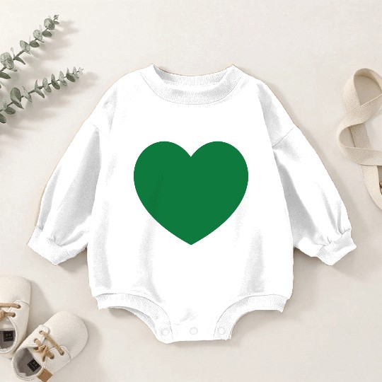 Dark Green Heart Baby Romper Sweatshirts
