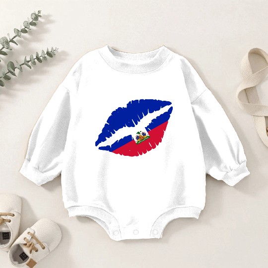 Haiti Kiss Flag Club Soccer Gift Idea Birthday Baby Romper Sweatshirts