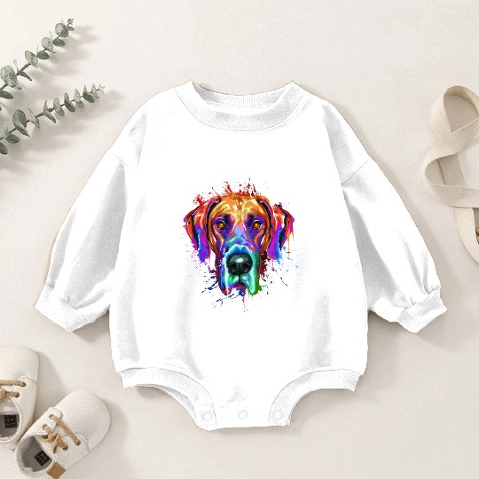 Great Dane Splash Art Baby Romper Sweatshirts