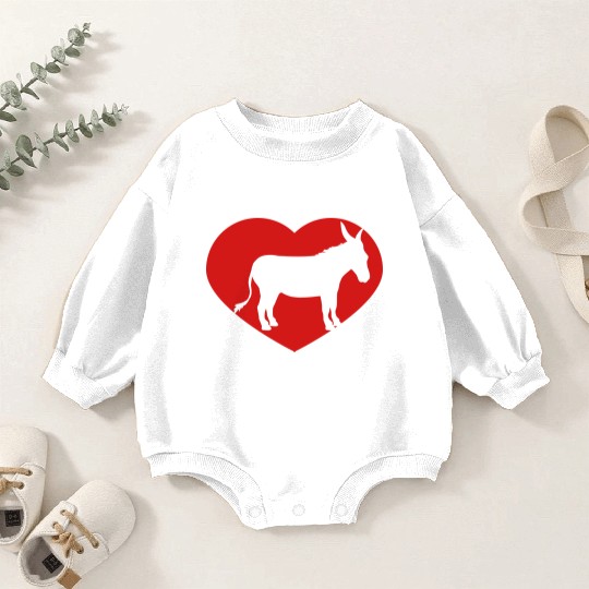 i love love heart donkey horse pony small packelse Baby Romper Sweatshirts
