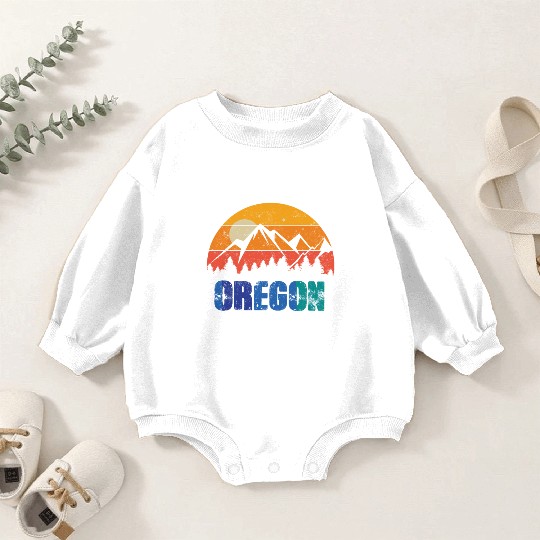 Retro Vintage Oregon With Mountain And Forest Baby Romper Sweatshirts