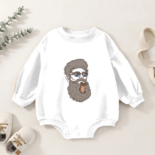 Beard Weasel Funny Beard Design Baby Romper Sweatshirts